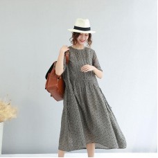 2019 floral long linen dresses plus size clothing hollow out cotton maxi dress vintage o neck traveling dress