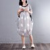 Simple cotton linen tunic dress fine Loose Half Sleeve Stripe Round Neck Casual Dress