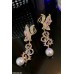 TEDH288 YQG Butterfly Pearl Drop Pair Earrings