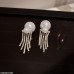 CEDH107 YBJ Rhinestone Tassel Drop Pearl Earrings