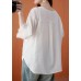 Plus Size White Jacquard Half Sleeve Cotton Blouse Top Summer