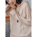 Women beige knit tops fall fashion hooded baggy knitted top