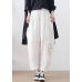 White Linen Harem Pants Wrinkled Asymmetrical Design Summer