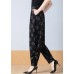 Casual Dot Print Pockets Wrinkled High Waist Harm Pants Spring