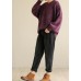 Oversized purple knit tops wild fall fashion o neck knitwear