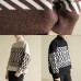 Cute beige knitted pullover patchwork oversized high neck sweaters