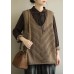 Cute fall knit outwear fashion brown v neck sleeveless knitted cardigans