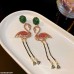 CEDH108 YBJ Rhinestone Flamingo Drop Earrings