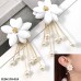 CEDH178 LQP White Flower Drop Earrings Pair