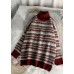 Comfy red clothes striped plussize high neck knitwear