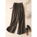 Chocolate Linen Wide Leg Pants draping elastic waist Summer