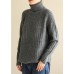 For Spring wild gray knitwear oversize high neck knit blouse