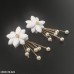 CEDH178 LQP White Flower Drop Earrings Pair