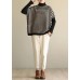 Aesthetic half high neck striped knit tops Loose fitting patchwork box top