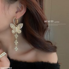 CEDH111 YBJ Rhinestone Buttefly Drop Earrings