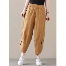 Bohemian Khaki pocket Patchwork Cotton Pants Spring