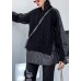 Aesthetic black knit blouse o neck patch work fashion spring knit sweat tops