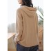 Women beige knit tops fall fashion hooded baggy knitted top