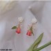 CEDH160 SYB Leaf & Rose Drop Earrings Pair