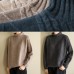 Vintage gray black knitted top cable fashion high neck knitwear