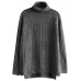 For Spring wild gray knitwear oversize high neck knit blouse