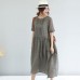 2019 floral long linen dresses plus size clothing hollow out cotton maxi dress vintage o neck traveling dress