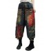 Unique Black elastic waist pocket Patchwork Cotton Pants Spring