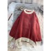 Aesthetic o neck patchwork knitted blouse oversized low high design Sweater Blouse