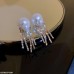 CEDH107 YBJ Rhinestone Tassel Drop Pearl Earrings