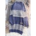 Cute o neck  Sweater blue knit top pattern Upcycle patchwork DIY knit dress