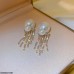 CEDH107 YBJ Rhinestone Tassel Drop Pearl Earrings