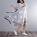 Simple cotton linen tunic dress fine Loose Half Sleeve Stripe Round Neck Casual Dress