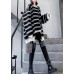 Aesthetic asymmetric patchwork black knitwear plus size clothing spring knitted pullover