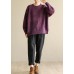 Oversized purple knit tops wild fall fashion o neck knitwear