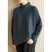 Vintage gray black knitted top cable fashion high neck knitwear