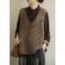 Cute fall knit outwear fashion brown v neck sleeveless knitted cardigans