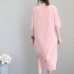 fashion pink natural linen dress plus size clothing tunic caftans 2018 bracelet sleeved kaftans