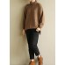 Pullover brown clothes For Women patchwork casual Turtleneck knit tops