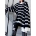 Aesthetic asymmetric patchwork black knitwear plus size clothing spring knitted pullover