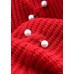 Chunky high neck red sweaters casual Rivet knit top silhouette