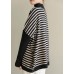 Aesthetic half high neck striped knit tops Loose fitting patchwork box top