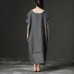 Simple cotton tunic dressFashion Short Sleeve Gray Loose Cotton Women Dress