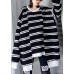 Aesthetic asymmetric patchwork black knitwear plus size clothing spring knitted pullover