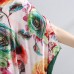 Women chiffon Robes Fitted V Neck Splicing Short Sleeves Printed Women Summer Dress