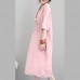 fashion pink natural linen dress plus size clothing tunic caftans 2018 bracelet sleeved kaftans